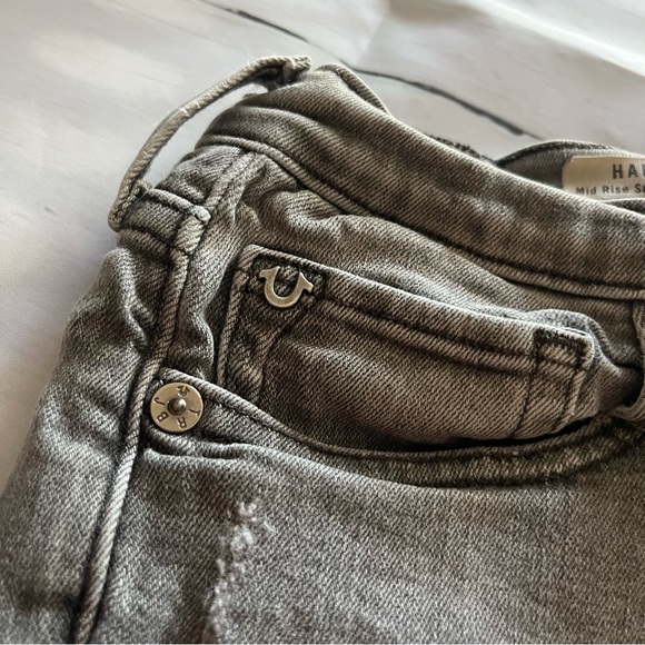 Gray True Religion Halle Cut Off Distressed Jean Shorts, Size 27 - Picture 11 of 12